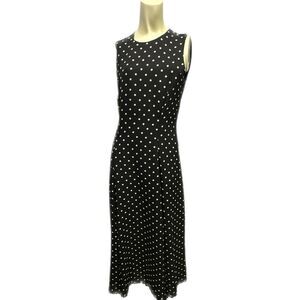 Cynthia Howie /Maggy Boutique Sleeveless w/beige Dots chiffon/Blk lined‎ Sx10